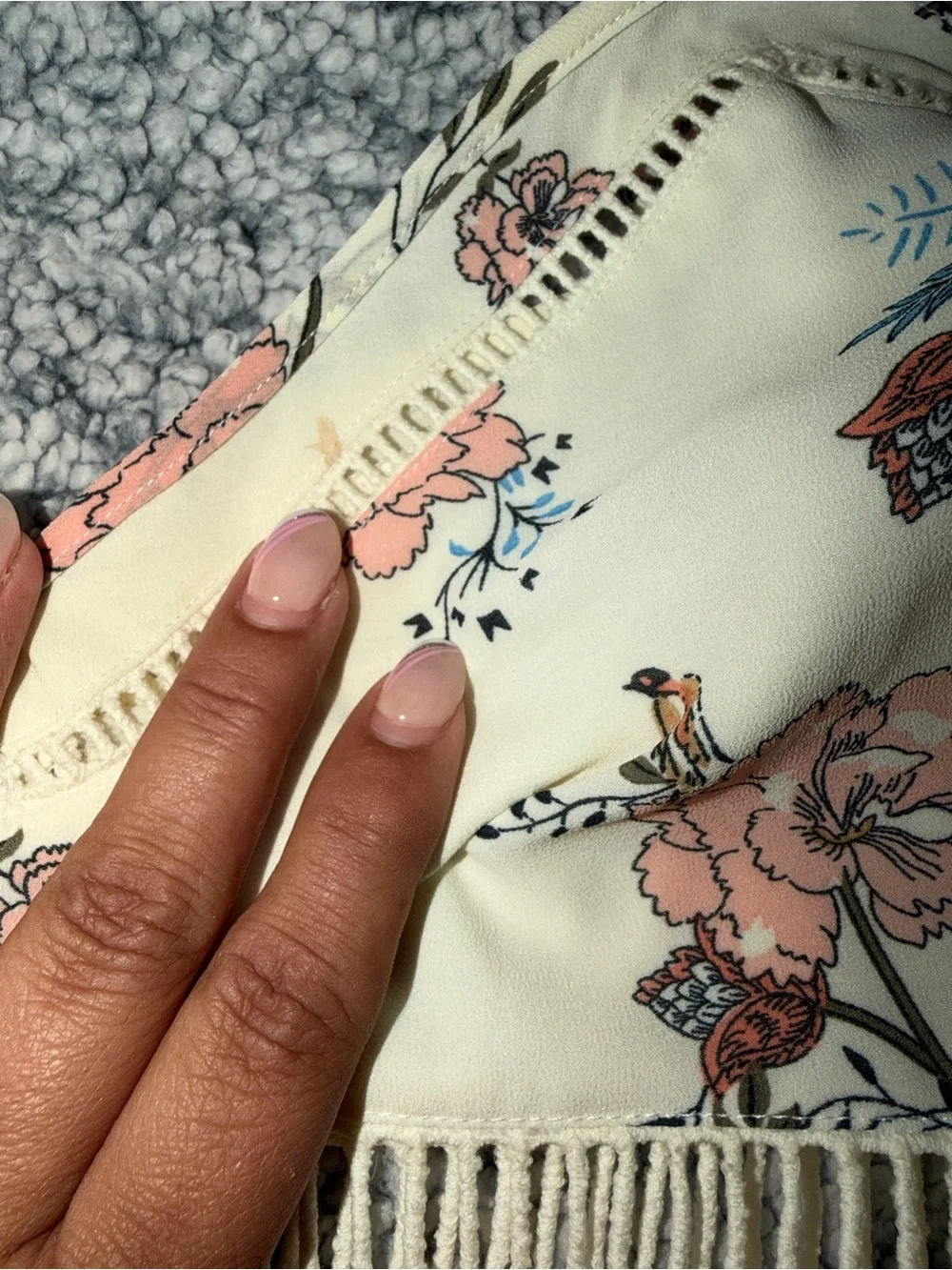 Abercrombie & Fitch Cream Maxi Dress with Pink Floral Print